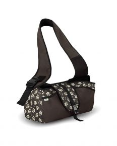Geantă de transport pentru câini Beverly Hills L, maro, cu model de lăbuțe, până la 10 kg