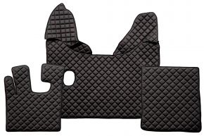Covorașe din piele ecologică Q pentru DAF XF 105 (01.2006-12.2013) - manuală - Negru/roșu