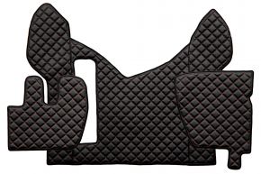 Covorașe din piele ecologică Q pentru RENAULT PREMIUM II (01.2005-12.2013) - Negru/roșu