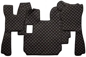 Covorașe din piele ecologică Q pentru SCANIA R (01.2005-12.2010) - manuală - Negru/roșu