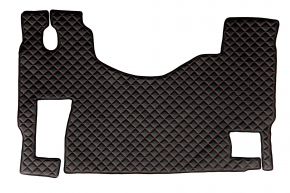 Covorașe din piele ecologică Q pentru MERCEDES ACTROS MP 3 (01.2007-12.2010) - podea plată - scaun pasager fix - Negru/roșu