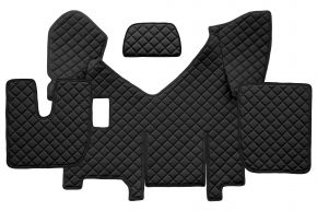 Covorașe din piele ecologică Q pentru IVECO STRALIS HI-WAY (01.2013-12.2016) - manuală - versiune cu frigider - Negru