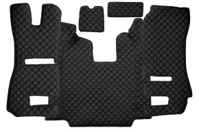 Covorașe din piele ecologică Q pentru SCANIA R (01.2011-12.2016) - automată - scaune RECARO - scaun pasager rabatabil - Negru