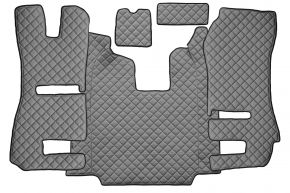 Covorașe din piele ecologică Q pentru SCANIA R (01.2011-12.2016) - automată - scaune RECARO - scaun pasager rabatabil - Gri