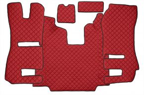 Covorașe din piele ecologică Q pentru SCANIA R (01.2011-12.2016) - automată - scaune RECARO - scaun pasager rabatabil - Roșu