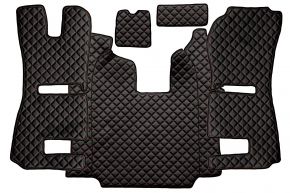 Covorașe din piele ecologică Q pentru SCANIA R (01.2011-12.2016) - automată - scaune RECARO - scaun pasager pneumatic - Negru/roșu