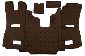 Covorașe din piele ecologică Q pentru SCANIA R (01.2011-12.2016) - automată - scaune RECARO - scaun pasager pneumatic - Maro