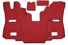 Covorașe din piele ecologică Q pentru SCANIA R (01.2011-12.2016) - automată - scaune RECARO - scaun pasager pneumatic - Roșu