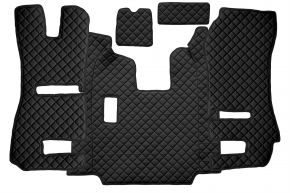 Covorașe din piele ecologică Q pentru SCANIA R (01.2011-12.2016) - scaune RECARO - scaun pasager rabatabil - manuală - Negru