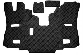 Covorașe din piele ecologică Q pentru SCANIA R (01.2011-12.2016) - manuală - scaune RECARO - scaun pasager pneumatic - Negru