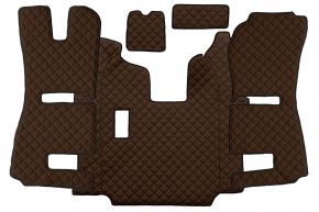 Covorașe din piele ecologică Q pentru SCANIA R (01.2011-12.2016) - manuală - scaune RECARO - scaun pasager pneumatic - Maro