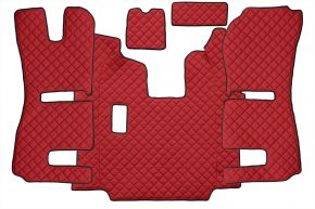 Covorașe din piele ecologică Q pentru SCANIA R (01.2011-12.2016) - manuală - scaune RECARO - scaun pasager pneumatic - Roșu