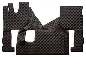 Covorașe din piele ecologică Q pentru VOLVO FH 5 (din 01.2020) - manuală - Negru/roșu