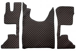 Covorașe din piele ecologică Q pentru DAF XG (din 10.2021) - scaun pasager pneumatic - Negru/roșu