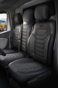 Huse dedicate Florida negru-gri | Textil + Piele eco | RENAULT TRAFIC 3 (2015-2025)
