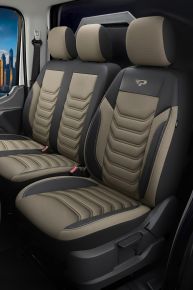 Huse dedicate Florida bej-negru | Textil + Piele eco | Opel Vivaro C (2019–2025)