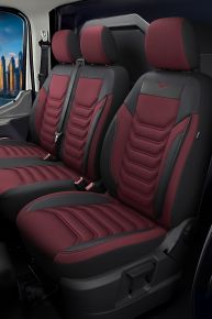 Huse dedicate Florida bordo-negru | Textil + Piele eco | Opel Vivaro C (2019–2025)