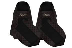 Huse scaune auto pe măsură ELEGANCE Q pentru SCANIA P (01.2005-12.2016) - tetiere integrate - negru-roșu