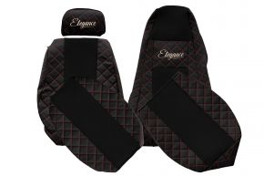 Huse scaune auto pe măsură ELEGANCE Q pentru SCANIA R NEXTGEN (din 01.2017) - tetieră reglabilă pentru pasager - negru-roșu