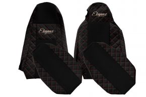 Huse scaune auto pe măsură ELEGANCE Q pentru SCANIA G (01.2013-12.2016) - STREAMLINE, scaune diferite - negru-roșu