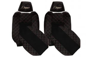 Huse scaune auto pe măsură ELEGANCE Q pentru RENAULT T (01.2014-04.2021) - tetiere reglabile - negru-roșu