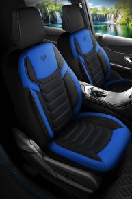 Set de huse auto din material textil Manavgat de culoare negru-albastru cu cusături moderne, compatibile cu SUBARU XV