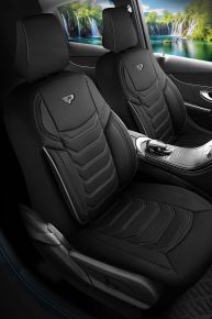 Set de huse auto din material textil Manavgat de culoare negru-gri cu cusături moderne, compatibile cu ALFA ROMEO 33