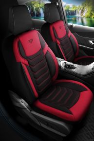 Set de huse auto din material textil Manavgat de culoare negru-roșu cu cusături moderne, compatibile cu SUBARU XV