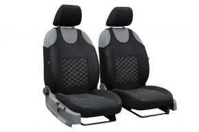 Huse auto universale din material textil MOTIVE potrivite pentru Volkswagen Crafter, negre cu cusături gri, 2 buc