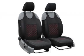 Huse auto universale din material textil MOTIVE potrivite pentru Volkswagen Crafter, negre cu cusături roșii, 2 buc