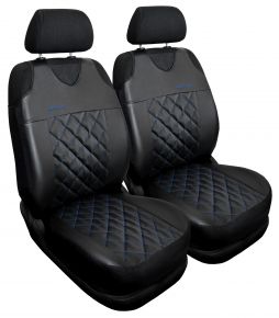 Set de 2 huse universale albastre din piele ecologică matlasată Perfect Line+ pentru scaune față – compatibile cu LAND ROVER FREELANDER