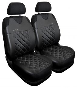 Set de 2 huse universale argintii din piele ecologică matlasată Perfect Line+ pentru scaune față – compatibile cu VOLVO V70