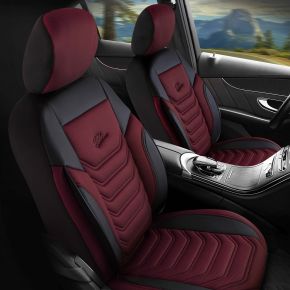 Set huse față Peru bordo-negru | Piele ecologică + Piqué | FIAT FULLBACK