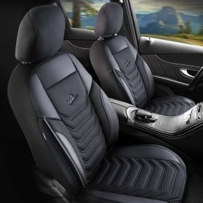 Set huse față Peru gri-negru | Piele ecologică + Piqué | FIAT FULLBACK