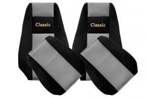 Huse de scaune pe măsură CLASSIC pentru RENAULT MAGNUM NEW SIZE (01.2008-12.2013) - tetiere integrate - gri