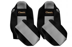 Huse de scaune pe măsură CLASSIC pentru RENAULT T (01.2014-04.2021) - tetiere integrate - gri