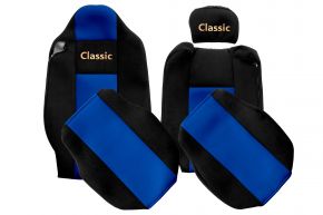 Huse de scaune pe măsură CLASSIC pentru RENAULT T (01.2014-04.2021) - scaun pasager fără cotiere - albastre