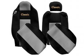 Huse de scaune pe măsură CLASSIC pentru RENAULT T (01.2014-04.2021) - scaun pasager fără cotiere - gri