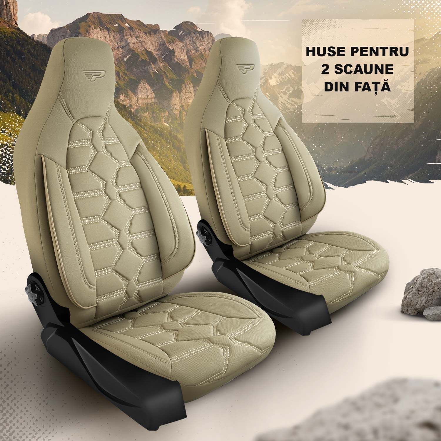 Huse scaune auto Boston pentru 2 scaune față în variantă bej